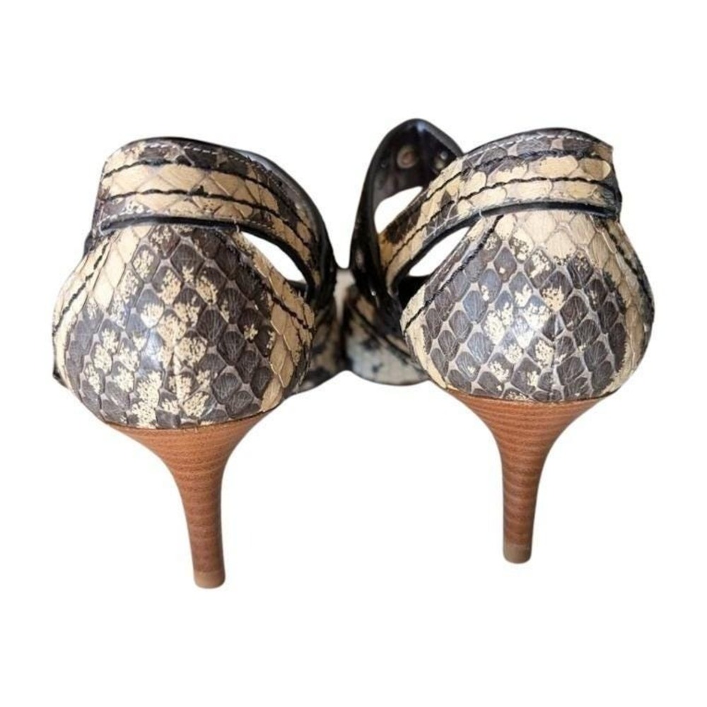 Bottega Veneta Snake Print Leather Kitten Heel Buckle Strap Mary Janes Size 39.5 - Picture 7 of 12